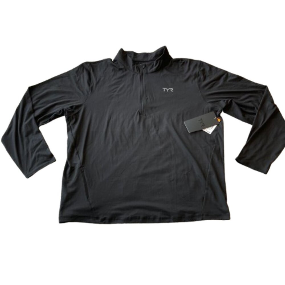 TYR SLS Quarter Zip Long Sleeve Shirt Athletic Fit Men's 2XL Black NWT